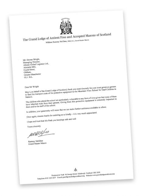 Freemasons letter